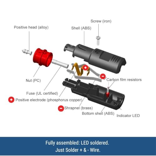 Image of Efillooc 12V Car Cigarette Lighter Socket Male Power Plug with 8A Fuse & LED for Tyre Inflator Car Vacuum Fridge Cooler High Power (Plug HP RED)