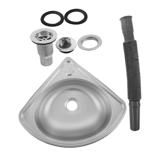 iplusmile Motorhome Stainless Steel Drop-in Sink Small Single-slot Corner Basin Portable Kitchen Handwashing Basin for Rv and Camper Bathroom Use Random Style
