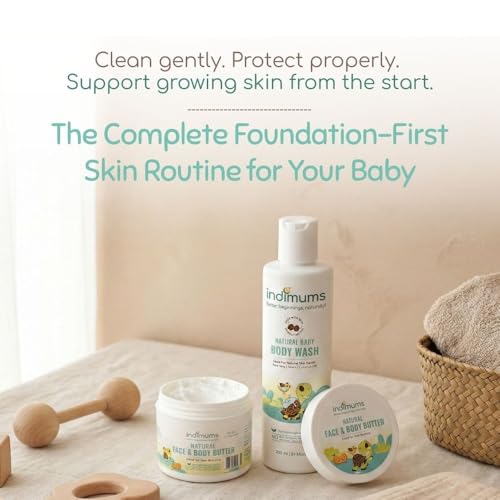 Image of Indimums Skin Bundle | Parent Saver Pack | Baby Body Wash 200ml + Face and Body Butter 100gm | Supports Baby Skin Barrier | No SLS, No Emulsifiers, No Preservatives | For Babies & Kids