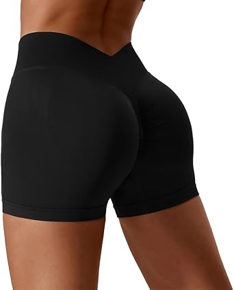 Womens Seamless Athletic Shorts - High Waisted Breathable Workout Shorts with V-Waist, Buttery Soft & Durable