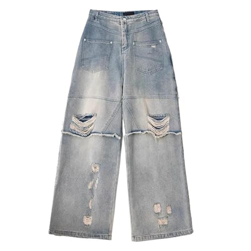 Men's Pants Workwear Retro Denim Wide Leg Loose Fit High Street Spring Casual Trouser for Men