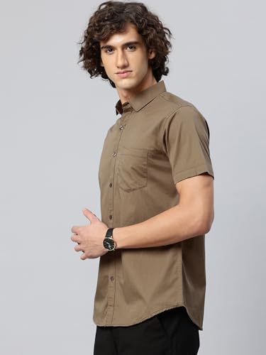 Image of Majestic Man Slim Fit Pure Cotton Half Sleeve Solid Casual Shirt