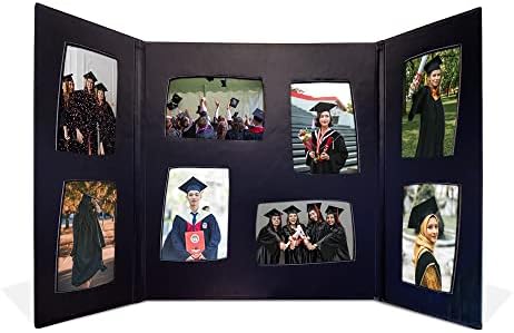 Senior Multi Picture Frame for 4x6 in High School, College or University Graduation Photographs. 8 Frame. Folding Booklet with Magnetic Closure for 8 4x6 Inch Photographs