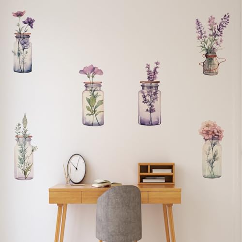 6 Piezas Vinilos Decorativos Floreros de Cristal para Pared miniatura 2