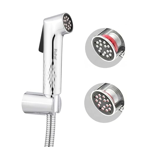 Image of Ruhe Purity Health Faucet Set for Bathroom | Self Cleaning Nozzles | Handheld Jet Spray for Toilet | ABS Hand Gun with 304-Grade Stainless Steel Flexible Tube 1 Meter and Wall Hook /Holder