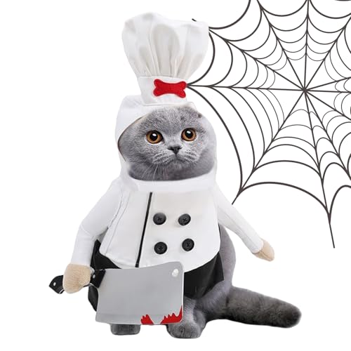 犬用ハロウィン衣装,ユーモラスな休日シェフ衣装 - フォトプロップス付き シェフシャツ 調理帽子 ペット服 小型犬 中型犬 大型犬用