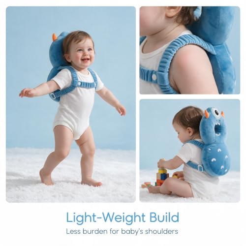 Image of Baby Head Protection Backpack - Soft Lightweight Fall Cushion for Toddlers During Crawling & Walking, Helps Ease Impact from Backward Tumbles(One-Eyed Monster)