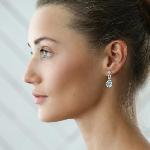 AINUOSHI Infinity Earrings Blue Moissanite Drop Earrings for Women 925 Sterling Silver 2CT Moissanite Round Cut D Color VVS1 Clarity Dangle Earring Dainty Jewelry Gifts4