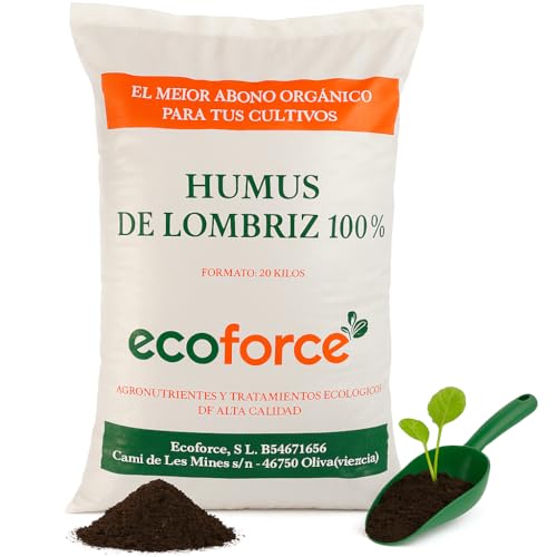 CULTIVERS Humus de Lombriz Ecológico 40 L Universal Abono para Plantas y Huerto | Fertilizante Orgánico Natural Mejora el Suelo Estimula el Crecimiento y Aumenta la Producción de los cultivos