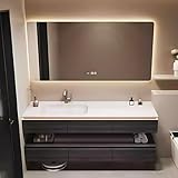 TIZAZO 80IN Wall Mounted Bathroom Vanities - Bathroom Vanity with Sink, Equipped with Bathroom Mirror with Defogging Function & Waterproof LED Light Strip | Smart Sensor Light Strip, 6 Drawers (Grey)