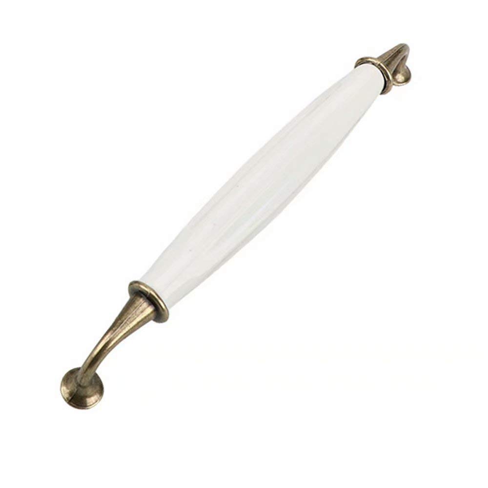 Poignées de tiroir céramique blanche entraxe 16cm bronze rétro pour meuble de cuisine