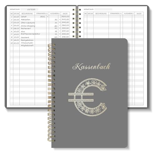 BIROYAL Kassenbuch A5-120 Seiten Haushaltsbuch, Budget Planner & Kassenbücher - Einnahmen Ausgaben Buch - Haushaltsbuch zum Eintragen - Kassenbuch Kleinunternehmer- Ausgaben Tracker Finanzplaner