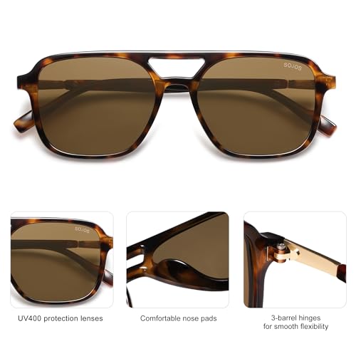 Image of SOJOS Retro Aviator Sunglasses for Women Men,Trendy Rectangle Womens Mens Shades Sun Glasses SJ2202