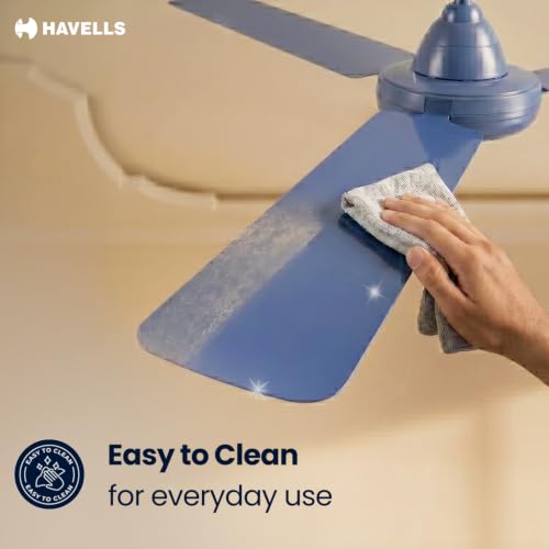 Image of Havells 1200mm Ambrose Neo Energy Saving Ceiling Fan| High Speed, High Air Delivery| Strong & Powerful Motor|Air Delivery: 220 m /min| Speed: 370 RPM| 2 Year Warranty |(Pack of 1, Matt Blue)