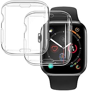 2 Pack Transparent Case Compatible with Apple Watch 40mm 4 /5 / 6/ SE Series , Screen Protector, Soft TPU Cover Case for iWatch 40mm Series 4 /5 / 6/ SE