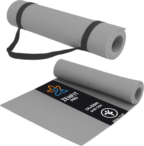 Image of Yoga Mat for Women and Men 4mm with Carry Strap EVA Material Extra Thick Exercise Mat for Workout Yoga Fitness Pilates and Meditation, Anti Tear Anti Slip For Home & Gym Use (Grey)