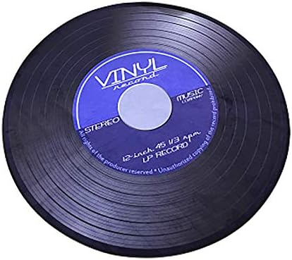 Lanyifang 1Pcs Vinyl Record Carpet 3D Record Red/Blue Polyester Vinyl Record Printed Soft Fabric Round Floor Carpet 100CM Diameter (Blue)