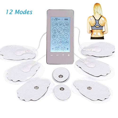 MINCHEDA Électrostimulateur TENS Anti Douleur, Rééducation, Soulagement des Douleur, Soins de Kinésithérapie Rechargeable (12 Modes-Gold-1)