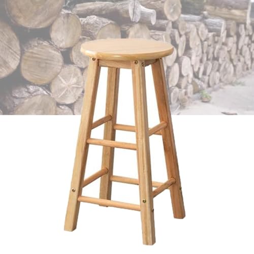 Taburete de bar de madera maciza natural, asiento redondo de 24 pulgadas de alto, taburete de altura de encimera de cocina, elegante taburete de madera para el hogar, comedor y pub, opciones