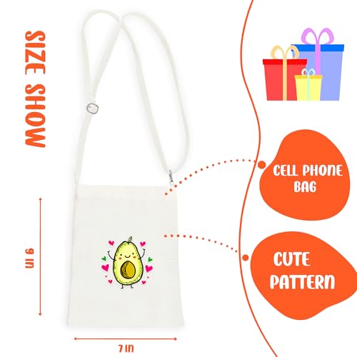 Avocado Mini Canvas Bag for Teens Kids Girls, Avocado Lovers Gift Items Things Decor Merch, Small Tote Purse with Shoulder Strap Holds Phone Wallet Keys Lipstick Coin!2
