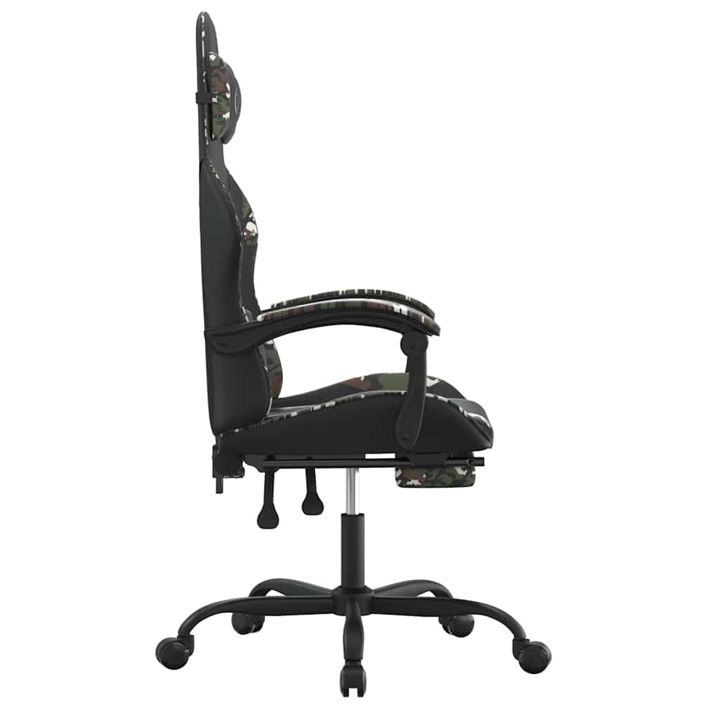 Sedia da gaming con poggiapiedi, girevole, in ecopelle, ergonomica, con funzione basculante, cuscino lombare, poggiatesta e ruote, per uso domestico e PC