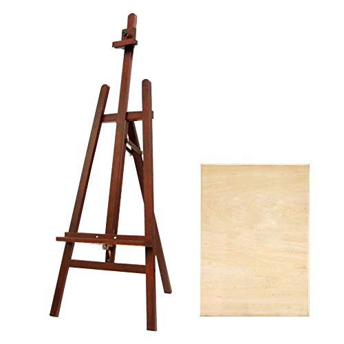 Caballete de madera de haya marrón con pizarra blanca y tablero de dibujo 4K, ideal para presentaciones de artistas, pinturas y marcos de fotos, resistente, ajustable, portátil