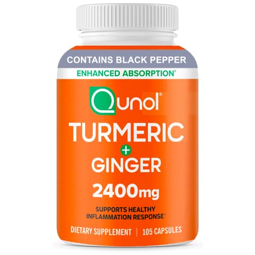 Turmeric Curcumin with Ginger and Black Pepper, Qunol 2400mg Turmeric ...