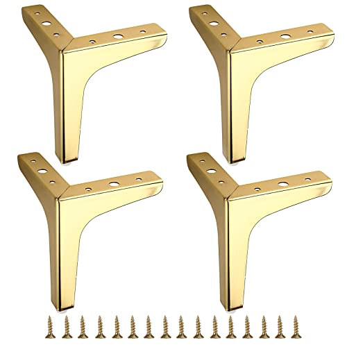 IGNPION 15cm Metall Sofa Bein Möbelbeine aus Metall 4 Stück Moderne Möbel Füße Sofa Möbel Riser Füße goldfarben Cover