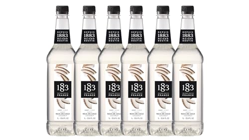 Image of 1883 Coconut Syrup for Drinks - 1 Liter Plastic Bottles (Pack of 6)