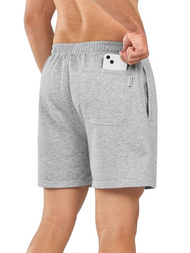 NORTHYARD Men's Sweat Shorts 5" with Pockets Cotton Drawstring Summer Workout Casual Lounge Shorts2