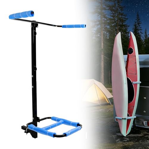 PENSUN RV Hitch Mount Kayak Rack 2 Hitch Mount Vertical Kayak Carrier Height Adjustable Heavy Duty Steel Kayak Holder Holds Up to 150LBS for RV Truck SUV with Soft Padding & Ratchet Straps