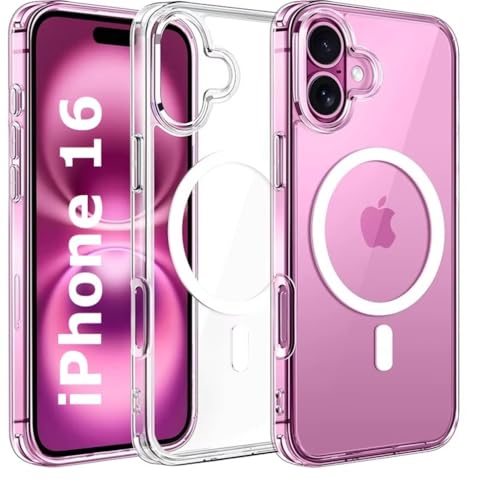 Image of REALCASE Ultra-Hybrid Back Case Cover for iPhone 16 Compatible with MagSafe | Camera Protection | Hard Crystal Clear Back | Shockproof Bumper Cover Case for iPhone 16 (PC & TPU, Transparent)
