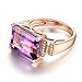 925 Sterling Silver Womens Rectangle Purple Gemstone CZ Ring Fashion 18K Rose Gold Natural Amethyst Ring Shiny Cubic Zirconia Diamond Ring Eternity Engagement Wedding Band Promise Ring (8)