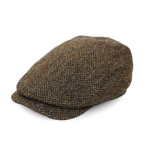 TAILORMAP Harris Tweed Newsboy Cap 100% Wool Flat Cap for Men (59CM，US Size 7 3/8)