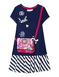  Desigual Girl Knit Dress Short Sleeve (Vest_Carson) Robe, Bleu (Navy 5000), 104 (Taille Fabricant: 3/4) Fille