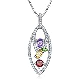 Steingröße: Chrom-Diopsid, Marquiseschliff 4 x 2 mm, Citrin Ovalschliff 5 x 3 mm, Amethyst Birnenschliff 5 x 3 mm, Granat Rundschliff 4,0 mm, Topas Rundschliff 1,0 mm