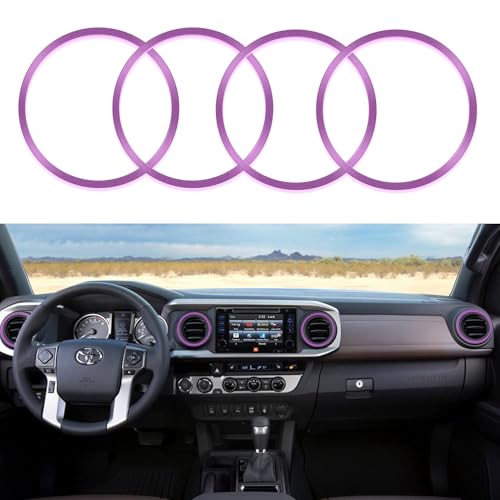 Image of Aluminum Alloy Vent Outer Rings Kit for Toyota Tacoma 2016-2023 (4pcs Purple) - Air Conditioner Vent Trim Rings, Metal Interior Upgrade Accessories