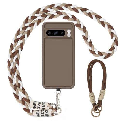 AICISINGN Handyhülle für Google Pixel 8 Pro Hülle mit Band und Armband Handykette Schutzhülle mit Schnur Kordel zum Umhängen TPU Weiche Cover Case für Google Pixel 8 Pro 04