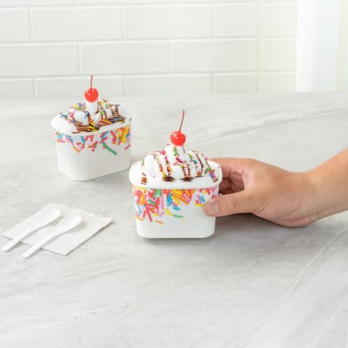 Image of Coppetta 12 Ounce Dessert Cups, 50 Greaseproof Ice Cream Cups - Lids Sold Separately, For Hot And Cold Foods, White Paper Yogurt Bowls, Festive Sprinkle Design, Disposable, Sturdy- Restaurantware
