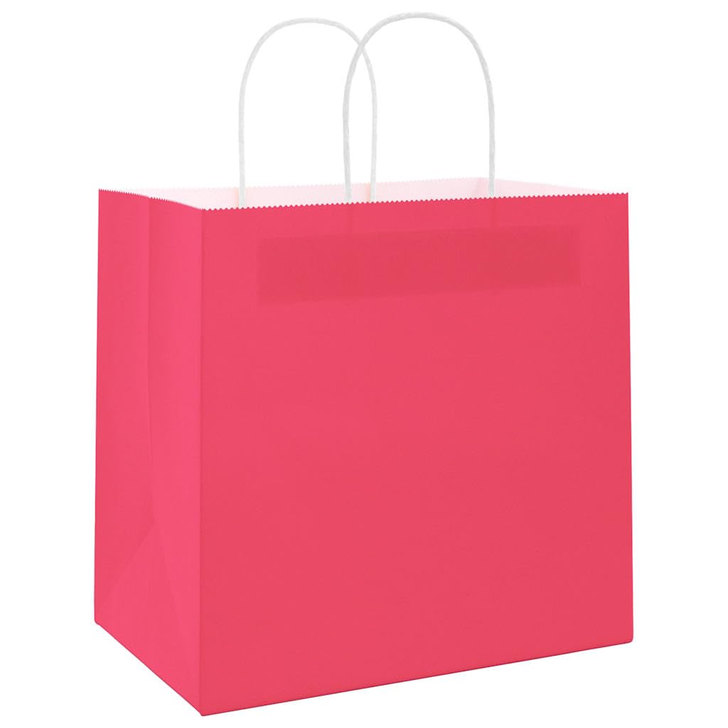 Torby papierowe 250 sztuk z różowymi uchwytami 54x15x49 cm