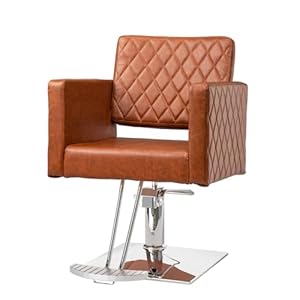 Salon Chair for Hair Stylist Wide Seat, Hydraulic Barber Chair with Aluminium Alloy Footrest, Brown Hair Salon Chair Styling Heavy Duty, Beauty Spa Cosmetology Shampoo Hairdressing Equipment