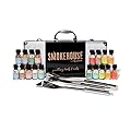 Smokehouse by Thoughtfully, BBQ Grilling Case and Rubs Gift Set, Vegan and Vegetarian, Includes Case, Spatula, Tongs, 18 Rubs, Salts and Seasonings