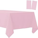 2 Pack Plastic Tablecloths Disposable Table Covers Plastic Table Cloths for BBQ Picnic Birthday Wedding Parties Waterproof and Oil-proof TableCloth Light Weight Thin Light Pink TableCover 54 x 108 In