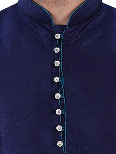 Image of HUZUR Men's Silk Solid Straight Long Kurta Pyjama Set| Ethnic Wear