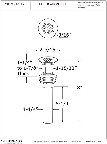 Colador para lavabo Westbrass D411-2-26 acabado pulido miniatura 2