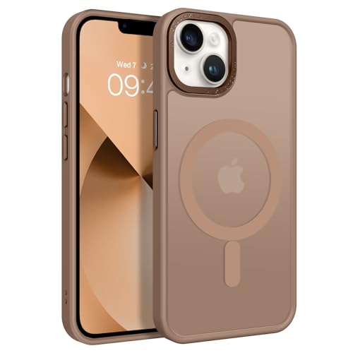 Image of BENTOBEN Magnetic for iPhone 13 Case & iPhone 14 Case [Compatible with Magsafe] Translucent Matte Phone Case iPhone 13 /14 Slim Shockproof Women Men Protective Cover for iPhone 13 /14 6.1 inch, Brown