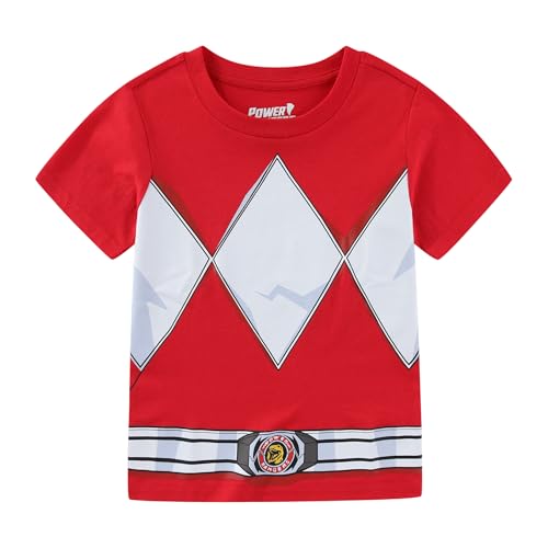 Power Rangers Red Blue Green Pink Ranger Boys Girls Short Sleeve T-Shirt for Big Kids