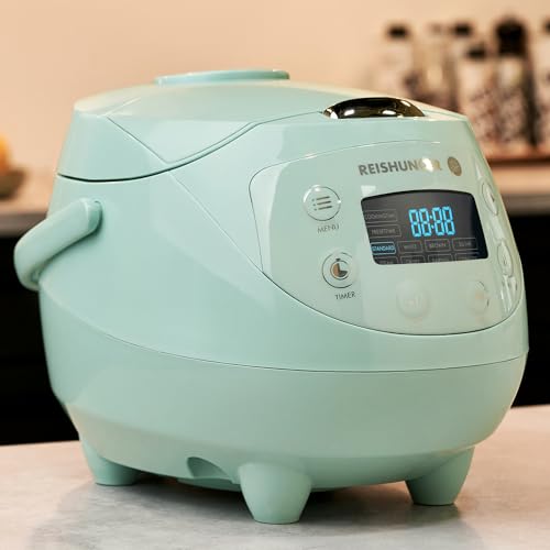 Reishunger-Digital-Mini-Rice-Cooker-Steamer-Mint-with-Keep-Warm-Function-Timer-35-Cups-Small-Rice-Cooker-Japanese-Style-with-Ceramic-Inner-Pot-8-Programs-1-3-People
