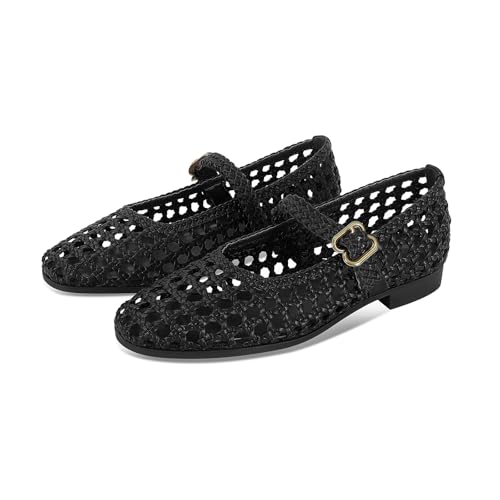 Image of DOEYG Mesh Ballet Flats Shoes for Women Leopard Animal Print Mary Jane Flats Shoes Square Toe Dress Casual Comfortable Velvet Ballerina Shoes