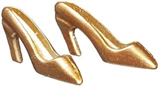 Dollhouse Gold High Heel Shoes Miniature Bedroom Ladies Clothing Accessory